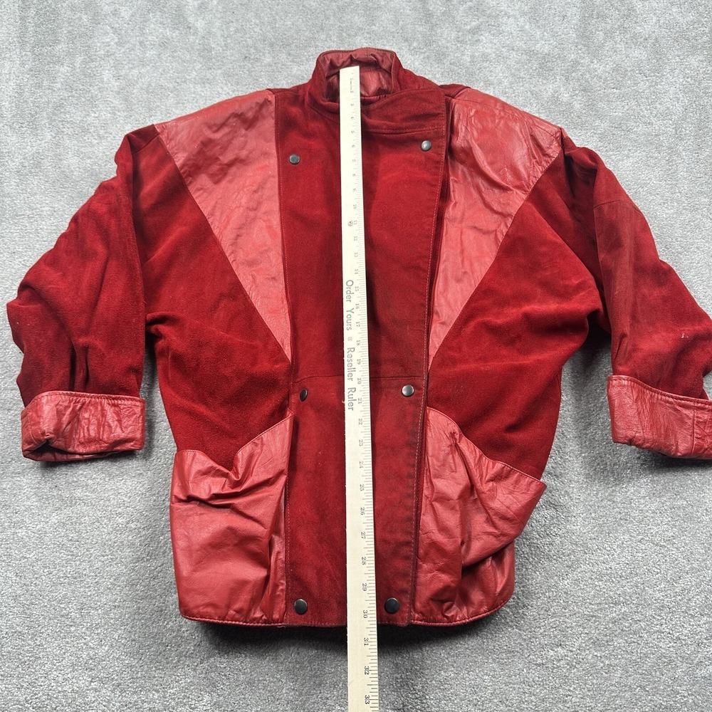 Comint Women's Red Leather Jacket Suede Size Medium Argentina - Picture 4 of 13